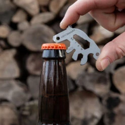 KeySmart AllTul Bear Keychain Multi-tool -Professional Kitchen Tool Store KS824 SS BER Lifestyle BottleOpener WoodPile