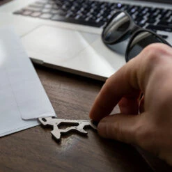 KeySmart AllTul Dino Keychain Multi-tool -Professional Kitchen Tool Store KS824 SS DNO Lifestyle LetterOpener Desk