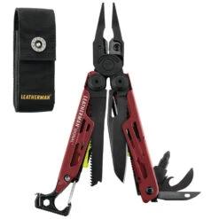 Leatherman Signal Multi-Tool With Nylon Sheath -Professional Kitchen Tool Store LT832743 Crimson Signal Open with Pouch