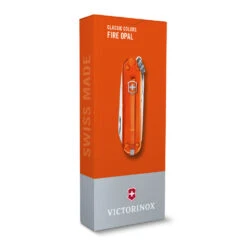 Victorinox Classic SD Swiss Army Knife, 2021 Translucent Colors -Professional Kitchen Tool Store SA06223T82 Victorinox Classic SD Fire Opal Packaged