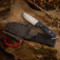 Victorinox Outdoor Master Mic Large Fixed-blade Knife -Professional Kitchen Tool Store SA42261 Outdoor Master Large Beside Sheath on Log