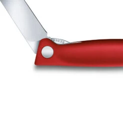 Swiss Classic 4.3" Foldable Paring Knife By Victorinox 14 Swiss Classic 4.3" Foldable Paring Knife By Victorinox -Professional Kitchen Tool Store VF67801F Red Folding Parer Locking Mechanism Closeup
