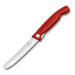 Swiss Classic 4.3" Foldable Paring Knife By Victorinox 12 Swiss Classic 4.3" Foldable Paring Knife By Victorinox -Professional Kitchen Tool Store VF67801F Red Folding Parer Open Front