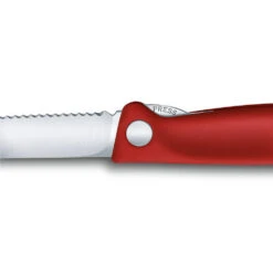 Swiss Classic 4.3" Foldable Serrated Paring Knife By Victorinox -Professional Kitchen Tool Store VF67831F Foldable Serrated Parer Lock Release Close Up