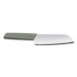 Swiss Modern Colors 7.5" Granton Edge Santoku Knife In Olive Green By Victorinox -Professional Kitchen Tool Store VF6905617K6 Swiss Modern Santoku Back