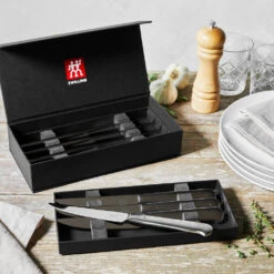 TWIN Stainless Steel 8-Piece Porterhouse Steak Knife Set By Zwilling J.A. Henckels -Professional Kitchen Tool Store ZH39129850 Lifestyle Shot
