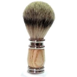 Golddachs Finest Badger Shaving Brush - Rubber Wood And Silver Handle