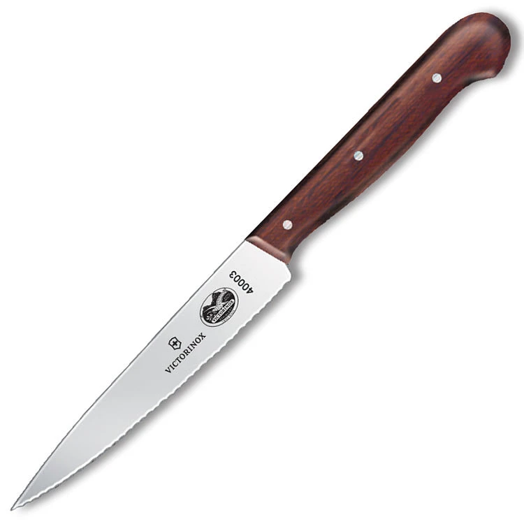 Victorinox Rosewood 4.75" Wavy Edge Utility Knife - Pointed Tip 3 Victorinox Rosewood 4.75" Wavy Edge Utility Knife - Pointed Tip