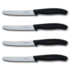 Swiss Classic 4-Piece 4.5" Round Tip Serrated Steak Knife Set By Victorinox