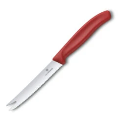 Swiss Classic Red 4.25" Fork-Tipped, Serrated Slice And Serve Knife By Victorinox